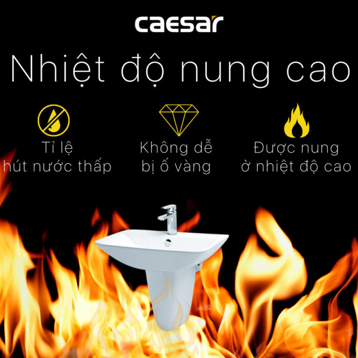 chậu lavabo treo tường CAESAR L2365 P2443 chân lửng - Ảnh 7