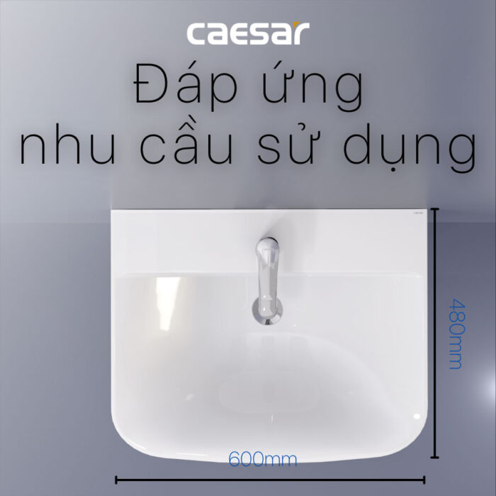 chậu lavabo treo tường CAESAR L2365 P2443 chân lửng - Ảnh 6
