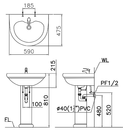 CAESAR L2230 - Chậu lavabo treo tường