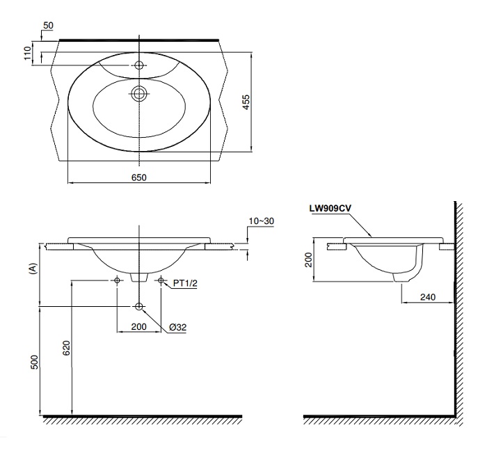 TOTO L909C - Chậu lavabo dương vành