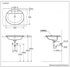 Chậu rửa lavabo TOTO LW899CJ#W dương vành 2