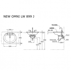 Chậu rửa lavabo TOTO LW899J#W dương vành 3 lỗ 2