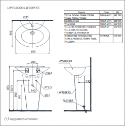 TOTO LW908CKS LW908HFKS - Chậu lavabo treo tường chân ngắn 1 Chậu rửa lavabo TOTO LW908CKS LW908HFKS treo tường kèm chân 2
