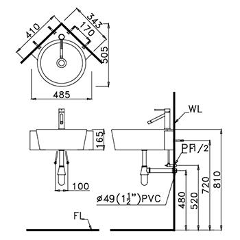 CAESAR LF5238 - Chậu lavabo treo tường góc