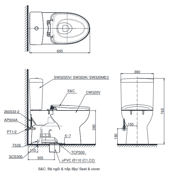TOTO CS325DRW11 - Bồn cầu thông minh nắp rửa điện tử TCF4911Z 1 TOTO CS325DRW11 - Bồn cầu thông minh nắp rửa điện tử TCF4911Z
