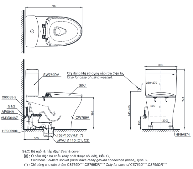 TOTO CS769DRE4 (CS769DRE4) - Bồn cầu thông minh nắp rửa cơ TCW1211A 1 TOTO CS769DRE4 (CS769DRE4) - Bồn cầu thông minh nắp rửa cơ TCW1211A