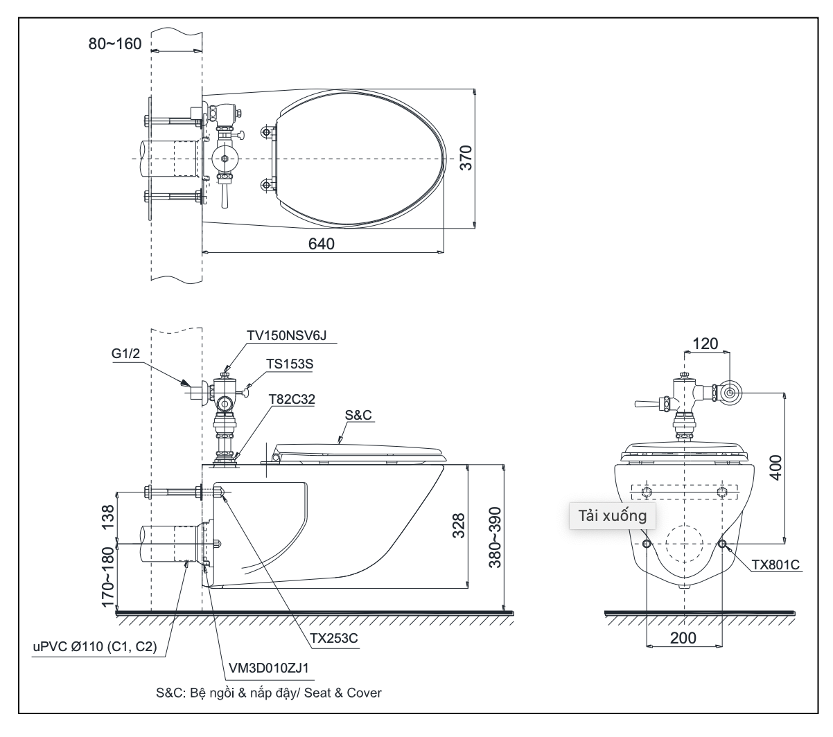 TOTO CW550 TC393VS TS153S TV150NSV6J - Bồn cầu treo tường nắp êm 1 TOTO CW550 TC393VS TS153S TV150NSV6J - Bồn cầu treo tường nắp êm