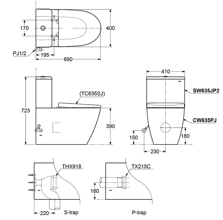TOTO CW635PJWS SW635JP2 635-81WL TX277S TC635SJ TX215C - Bồn cầu 2 khối nắp êm 1 TOTO CW635PJWS SW635JP2 635-81WL TX277S TC635SJ TX215C - Bồn cầu 2 khối nắp êm