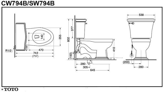 TOTO CW794B SW794B - Bồn cầu 2 khối nắp êm 1 TOTO CW794B SW794B - Bồn cầu 2 khối nắp êm