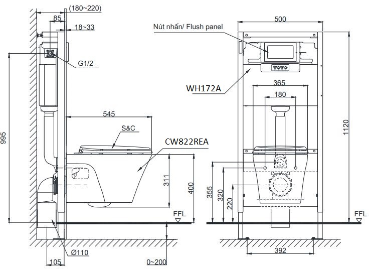 TOTO CW822RA TC385VS - Bồn cầu treo tường nắp êm 1 TOTO CW822RA TC385VS - Bồn cầu treo tường nắp êm