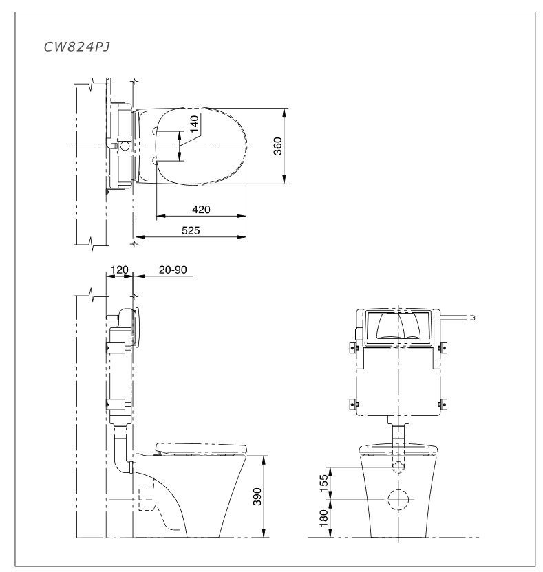 TOTO CW824NPJ#W TC282SJ#W TX215C TX276C - Bồn cầu treo tường nắp êm 1 TOTO CW824NPJ#W TC282SJ#W TX215C TX276C - Bồn cầu treo tường nắp êm