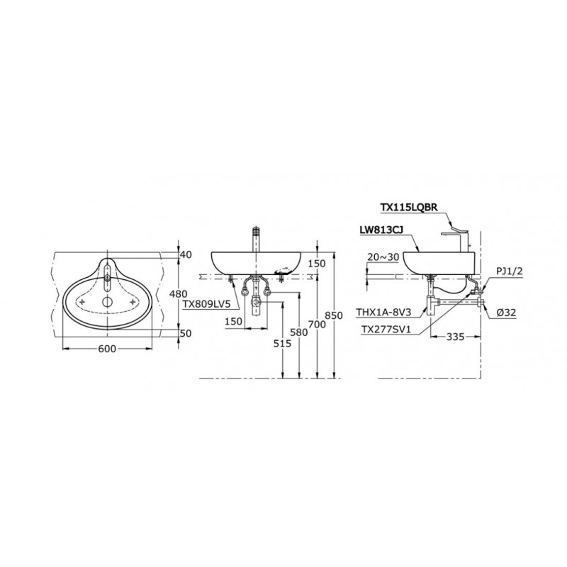 TOTO LW813CJW/F - Chậu lavabo đặt bàn