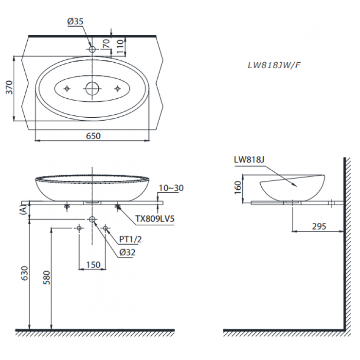 TOTO LW818JW/F - Chậu lavabo đặt bàn