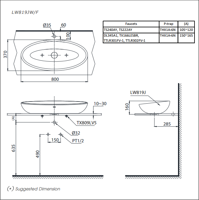 TOTO LW819JW/F - Chậu lavabo đặt bàn 2 TOTO LW819JW/F - Chậu lavabo đặt bàn