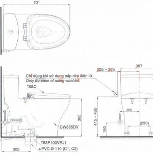 TOTO MS885DT2 - Bồn cầu 1 khối nắp êm TC393VS
