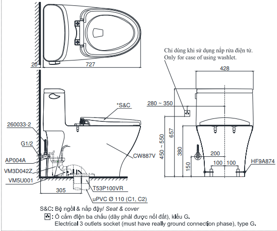 TOTO MS887RE2 (MS887E2) - Bồn cầu thông minh nắp rửa cơ TCW07S 2 TOTO MS887RE2 (MS887E2) - Bồn cầu thông minh nắp rửa cơ TCW07S