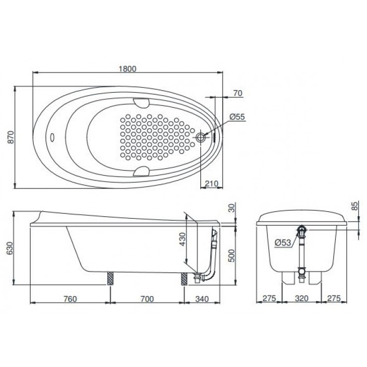 TOTO PPY1810HPTE#P (PPY1810HPTE#S) - Bồn tắm xây ngọc trai 2 TOTO PPY1810HPTE#P (PPY1810HPTE#S) - Bồn tắm xây ngọc trai