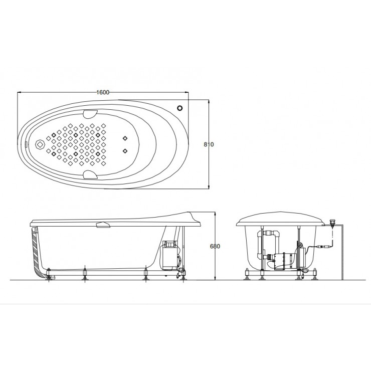 TOTO PPYB1610RHPTE#P - Bồn tắm xây massage ngọc trai