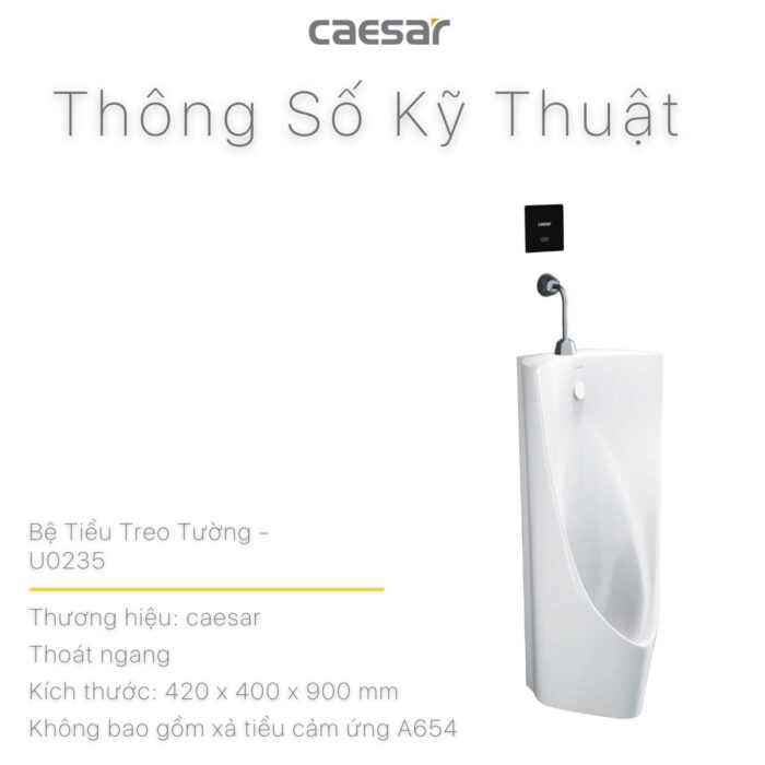 Bồn tiểu nam CAESAR U0235 treo tường - Ảnh 3