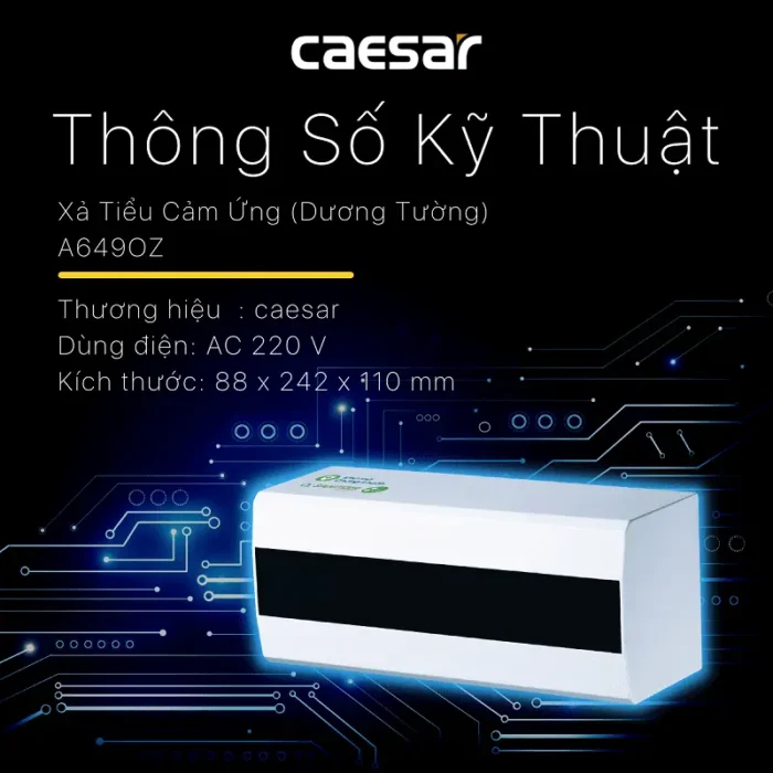 Van xả tiểu CAESAR A649OZ cảm ứng dùng điện - Ảnh 2