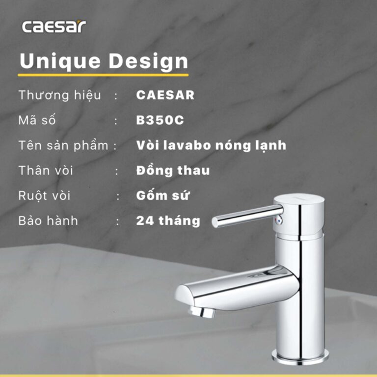Vòi lavabo CAESAR B350CU nóng lạnh - Ảnh 10