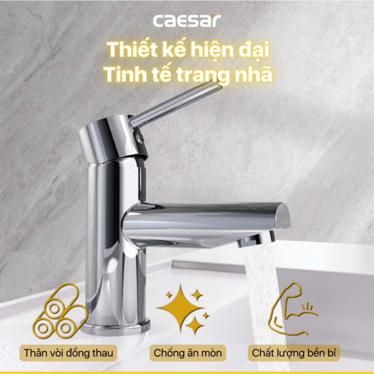 Vòi lavabo CAESAR B350CU nóng lạnh - Ảnh 6