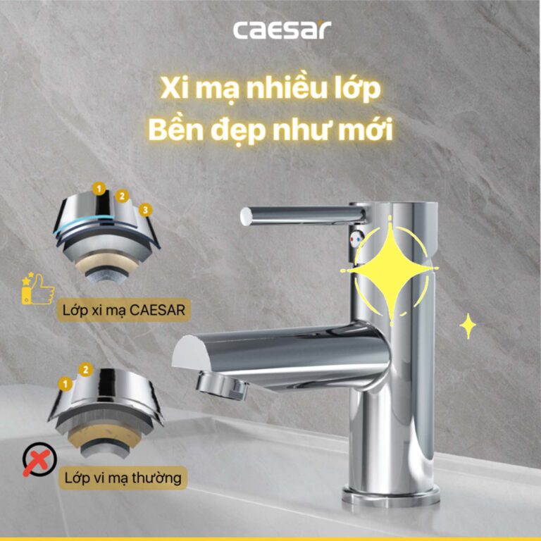 Vòi lavabo CAESAR B350CU nóng lạnh - Ảnh 7
