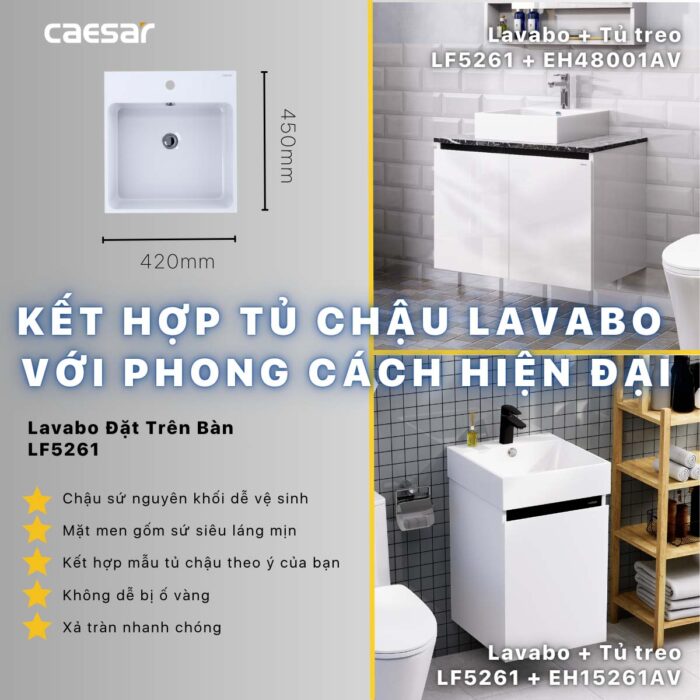 chậu lavabo đặt bàn CAESAR LF5261 - Ảnh 6