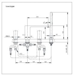 TOTO TX447SQBR LE MUSE - Vòi sen xả gắn bồn 1 VÒI XẢ BỒN TOTO LE MUSE TX447SQBR KÈM SEN TẮM MASSAGE 3 CHẾ ĐỘ 2