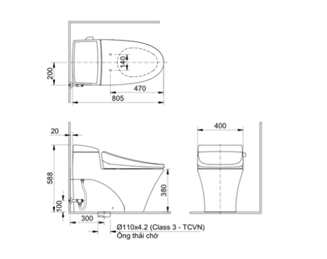 INAX AC-1017R CW-S32VN - Bồn cầu thông minh nắp rửa cơ 1 INAX AC-1017R CW-S32VN - Bồn cầu thông minh nắp rửa cơ