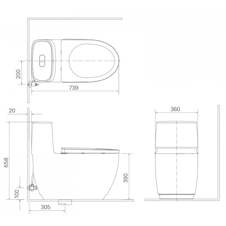 INAX AC-1052 CW-S15VN - Bồn cầu thông minh nắp rửa cơ