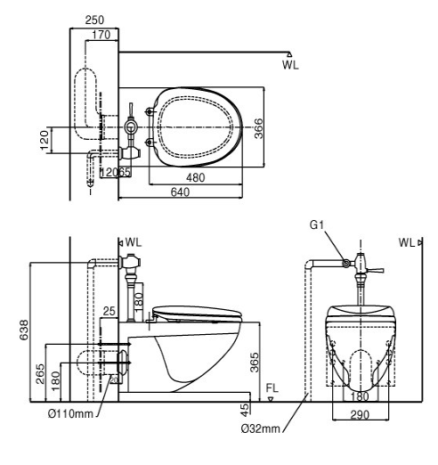 INAX AC-22P CW-H17VN - Bồn cầu thông minh nắp rửa điện tử 1 INAX AC-22P CW-H17VN - Bồn cầu thông minh nắp rửa điện tử