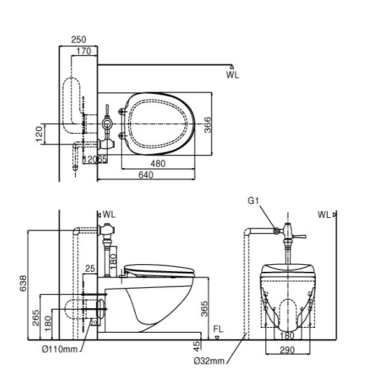 INAX AC-22P CW-S32VN - Bồn cầu thông minh nắp rửa cơ 1 INAX AC-22P CW-S32VN - Bồn cầu thông minh nắp rửa cơ