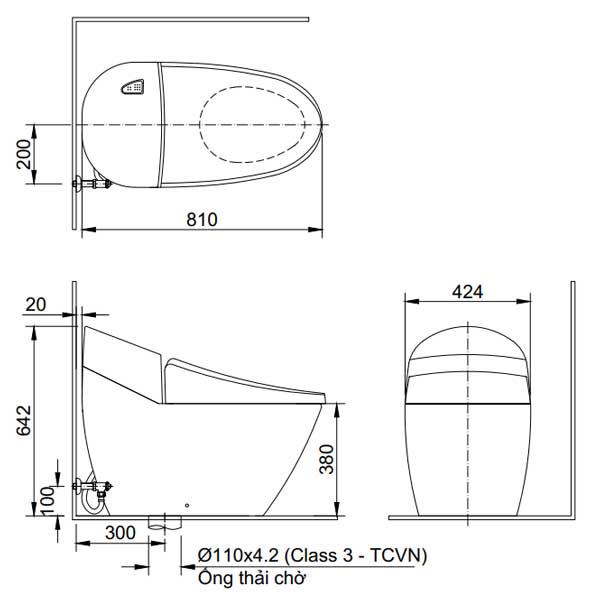 INAX AC-2700 CW-H17VN - Bồn cầu thông minh nắp rửa điện tử