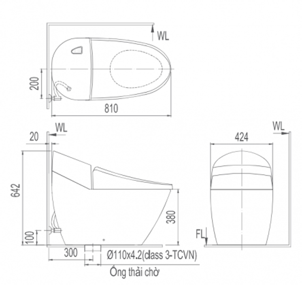 INAX AC-2700 CW-H18VN - Bồn cầu thông minh nắp rửa điện tử 1 INAX AC-2700 CW-H18VN - Bồn cầu thông minh nắp rửa điện tử