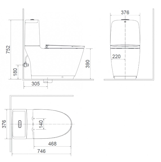 INAX AC-832 CW-S15VN - Bồn cầu thông minh nắp rửa cơ