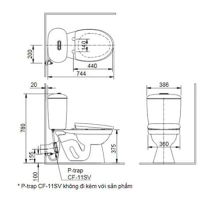 INAX C-306A CW-H17VN - Bồn cầu thông minh nắp rửa điện tử