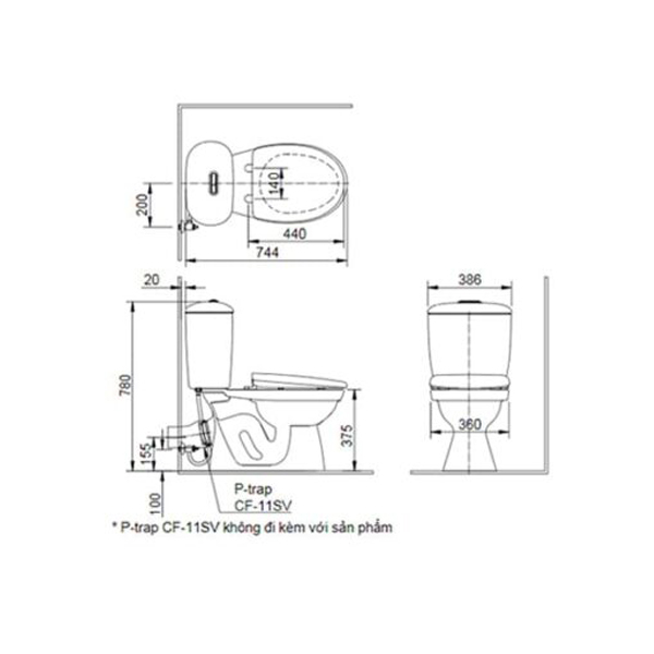 INAX C-306A CW-S15VN - Bồn cầu thông minh nắp rửa cơ