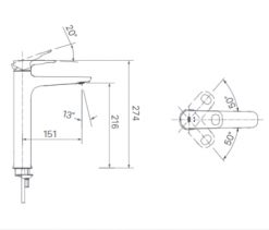 INAX LFV-652SH - Vòi lavabo cổ cao nóng lạnh 1 Vòi chậu lavabo INAX LFV-652SH nóng lạnh 2