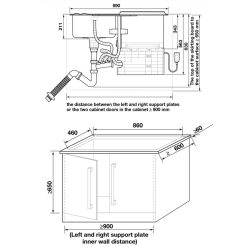 Bản vẽ kích thước Máy rửa bát HAFELE HDW-SD90A 539.20.530 kết hợp chậu