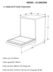 kich thuoc may rua bat canzy cz qp635m