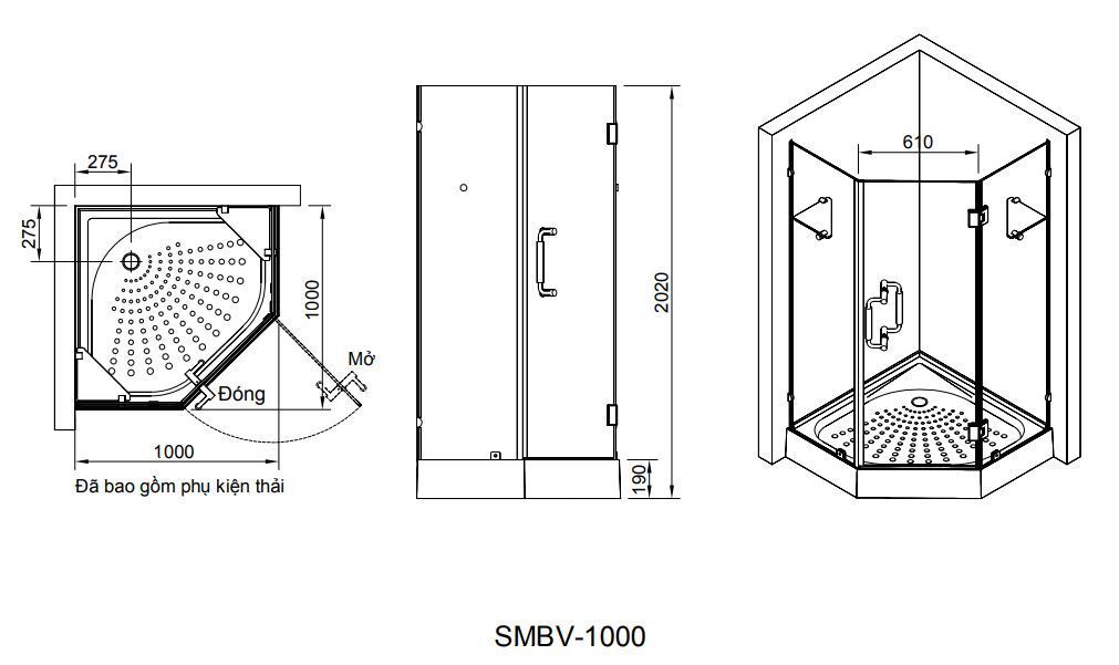 INAX SMBV-1000/BW1 - Phòng Tắm Vách Kính