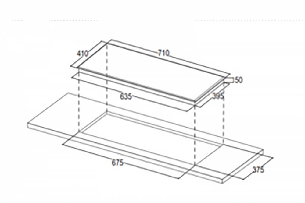 Bản vẽ kích thước Bếp từ đôi BAUER Be 326SI