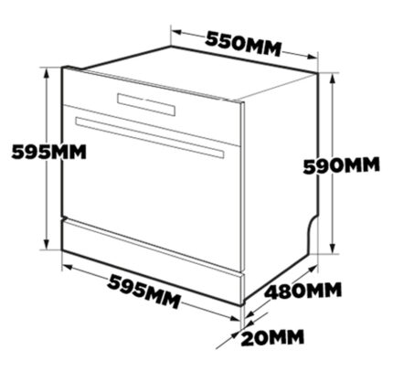 Bản vẽ kích thước Máy rửa bát ARBER ABMRB08GD bán âm