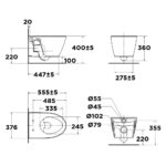 Bản vẽ kỹ thuật Bồn Cầu treo tường American Standard VF-3119 VF-3119V Acacia Evolution