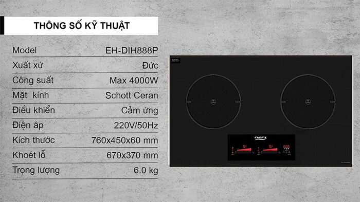 Bếp từ đôi CHEFS EH-DIH888P - Ảnh 9