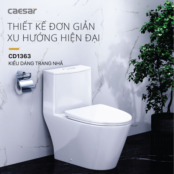 Bồn cầu 1 khối CAESAR C1363 nắp êm MU263 - Ảnh 4