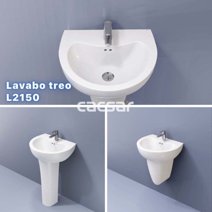 Chậu lavabo treo tường Caesar L2150 P2443 chân lửng - Ảnh 3