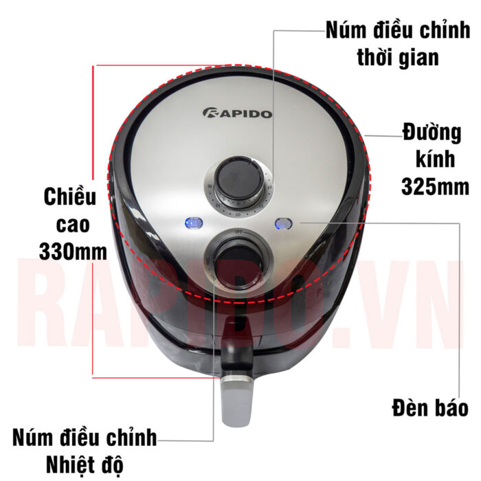 Nồi chiên không dầu Rapido RAF5.0M 5 lít cơ - Ảnh 2