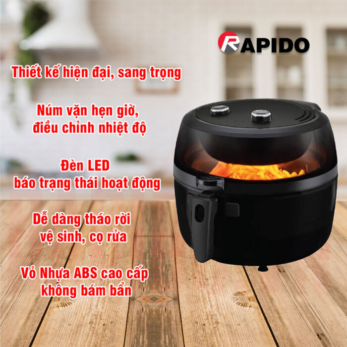 Nồi chiên không dầu Rapido RAF6.5M2 6.5 lít cơ - Ảnh 2